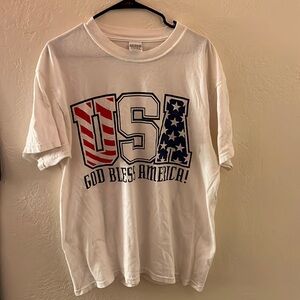 Vintage 90s y2k god bless America white patriotic tee shirt xl